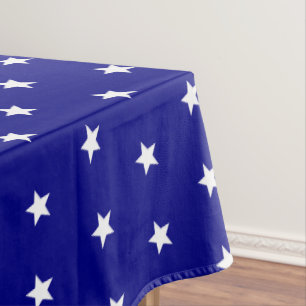 Toalha De Mesa Padrão de estrelas brancas e azuis de Marinho simp
