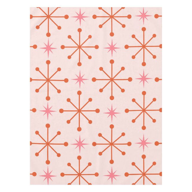 Toalha De Mesa Padrão de Estrelas Explosivas Atômicas Rosa Laranj (Frente)