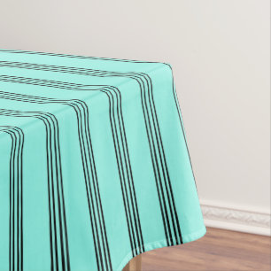 Toalha De Mesa Padrão de faixa de Na moda preto/turquesa