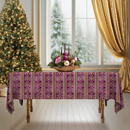 Toalha De Mesa Padrão de Faixa de Natal Dourada magenta nº 27 ID1