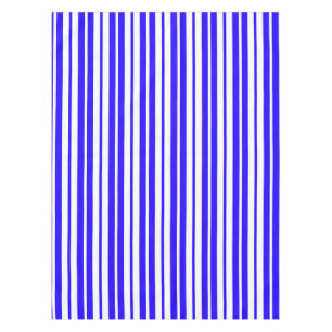 Toalha De Mesa Padrão de Faixa Vertical Branco Azul