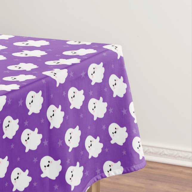 Toalha De Mesa Padrão de Fantasma Roxo Fofo – Design de Halloween (Posição Original)