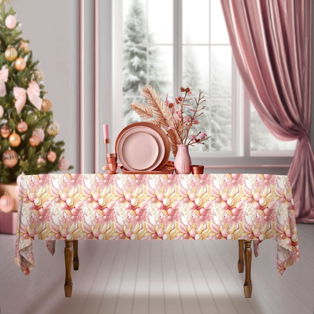 Toalha De Mesa Padrão de Feliz de Natal Dourado rosa nº 17 ID1009 (Criador carregado)