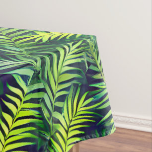 Toalha De Mesa Padrão de Fern de Folha Verde Tropical
