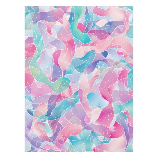 Toalha De Mesa Padrão de Fita Abstrata Pastel (Frente)
