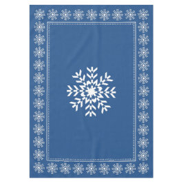 Toalha De Mesa Padrão de Floco de Neve Azul Escandinavo