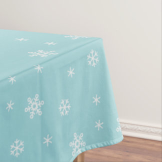 Toalha De Mesa Padrão de Floco de Neve Ciano de Feriado
