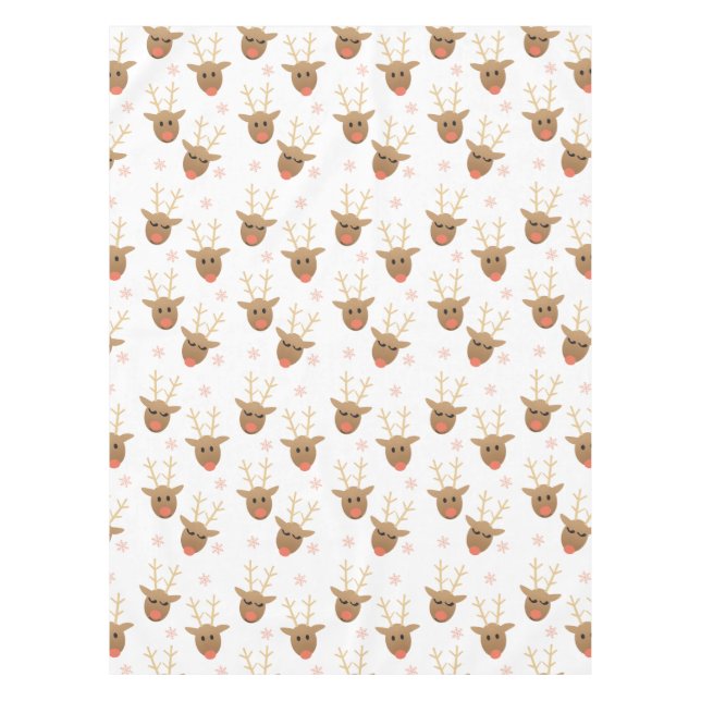 Toalha De Mesa Padrão de Flocos de Neve de Reindeer de Natal Boni (Frente)
