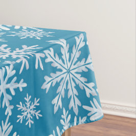 Toalha De Mesa Padrão de Flocos de Neve em Aquarela