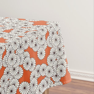 Toalha De Mesa Padrão de flor Art Deco - creme sobre ferrugem