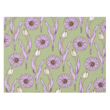 Padrão de Flor de Hippie Funky Y2K Retro Roxo Verd