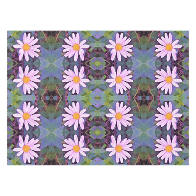 Toalha De Mesa Padrão de Flor de Margarida Rosa Retrô (Frente (Horizontal))