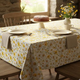 Toalha De Mesa Padrão de Flor Silvestre com Aquarela Amarela