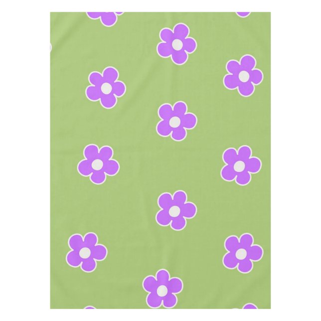Toalha De Mesa Padrão de Flor Y2K Retro Roxo Verde (Frente)