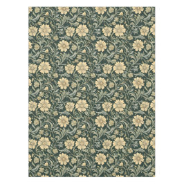 Toalha De Mesa Padrão de flores amarelas estilizadas em verde esc