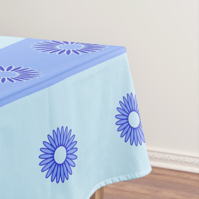Toalha De Mesa Padrão de Flores Azul Claro Azul Escuro (Posição Original)