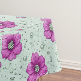 Toalha De Mesa Padrão de Flores Cor-de-Rosa com Gotículas