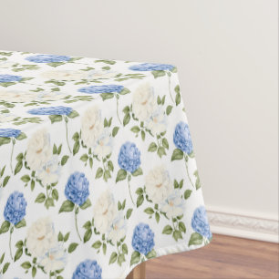 Toalha De Mesa Padrão de Flores de Hidrangea Azul Elegante