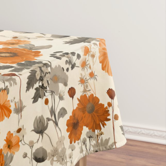 Toalha De Mesa Padrão de Flores de Queda de Laranja Queimado Russ (Posição Original)