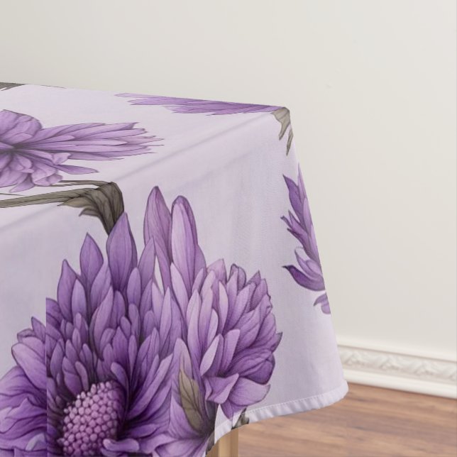 Toalha De Mesa Padrão de flores roxas botânicas (Posição Original)