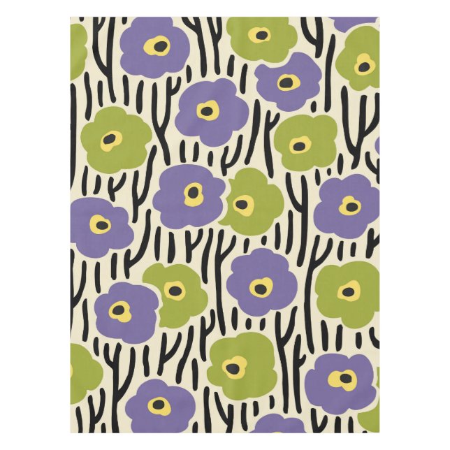 Toalha De Mesa Padrão de Flores Selvagens (Frente)