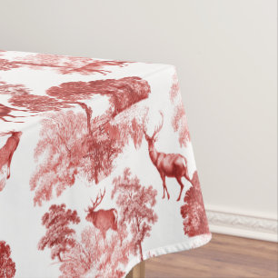 Toalha De Mesa Padrão de Floresta dos Veados de Túneis Vermelho