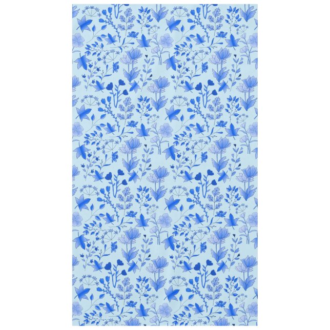 Toalha De Mesa Padrão de folhas 12.bw azul BG (Frente)