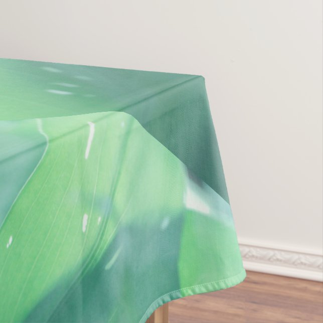 Toalha De Mesa Padrão de Folhas de Plantas Verdes Pálidas (Posição Original)