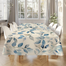 Padrão de Folhas em Aquarela Azul Bege Creme