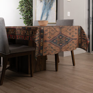Toalha De Mesa Padrão de Forma Geométrica Castanho Persa