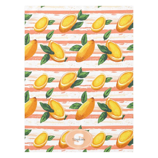 Toalha De Mesa Padrão de Fruta de Mango com Folhas Verdes (Frente)