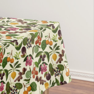 Toalha De Mesa Padrão de Frutas Tropicais, pintado manualmente