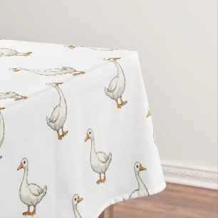Toalha De Mesa Padrão de Ganso Branco Fofo