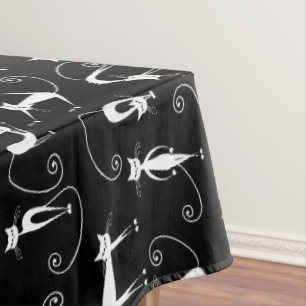 Toalha De Mesa Padrão de Gato Branco Magro e Caprichoso