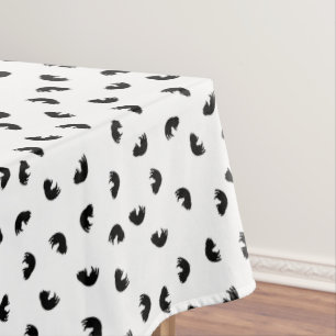 Toalha De Mesa Padrão de Gato CUTO Preto e Branco