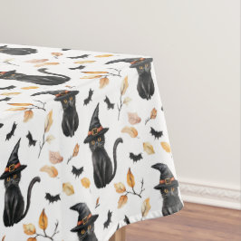 Toalha De Mesa Padrão de Gato Preto do Halloween - Gato Bruxo