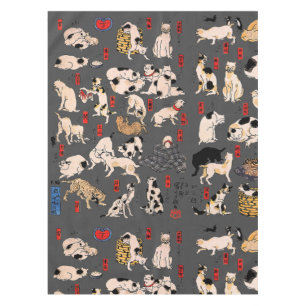 Toalha De Mesa Padrão de Gato Ukiyo-e Japonês Vintage: Kuniyoshi