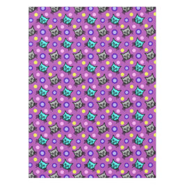 Toalha De Mesa Padrão de Gatos Bonitos em Tablecloth Violeta Pequ