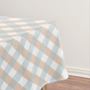 Toalha De Mesa Padrão de Gingham Azul e Laranja-branca no Dia das