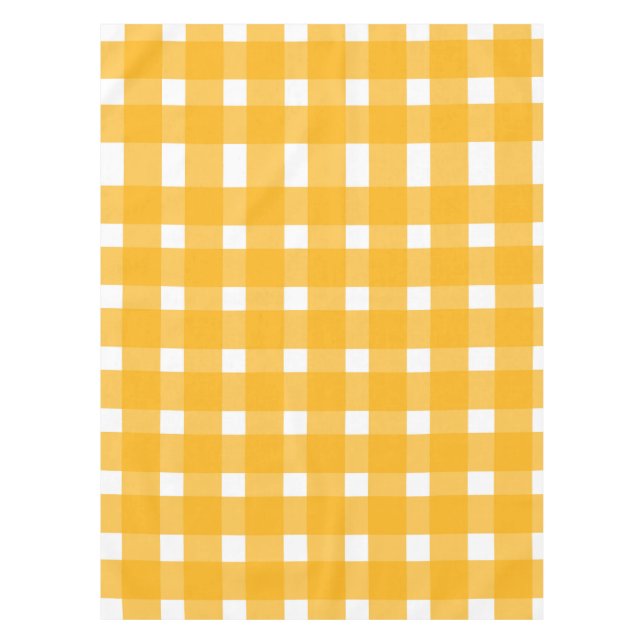 Toalha De Mesa Padrão de Gingham Branco Amarelo (Frente)
