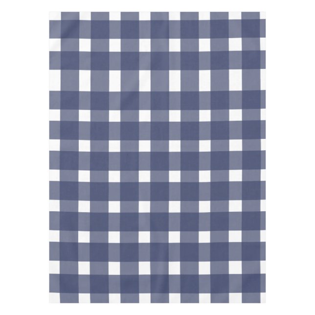 Toalha De Mesa Padrão de Gingham Branco Azul (Frente)