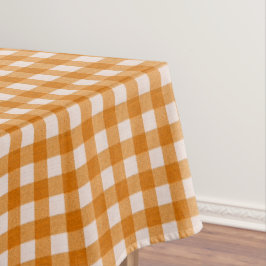 Toalha De Mesa Padrão de Gingham Branco e Laranja | Algodão Verif