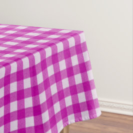 Toalha De Mesa Padrão de Gingham Branco e Rosa | Algodão Verifica