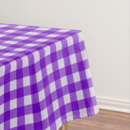 Toalha De Mesa Padrão de Gingham Branco e Roxo | Algodão Verifica