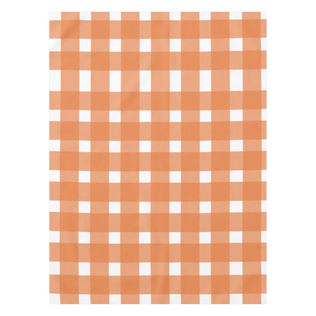 Toalha De Mesa Padrão de Gingham Branco Laranja (Frente)