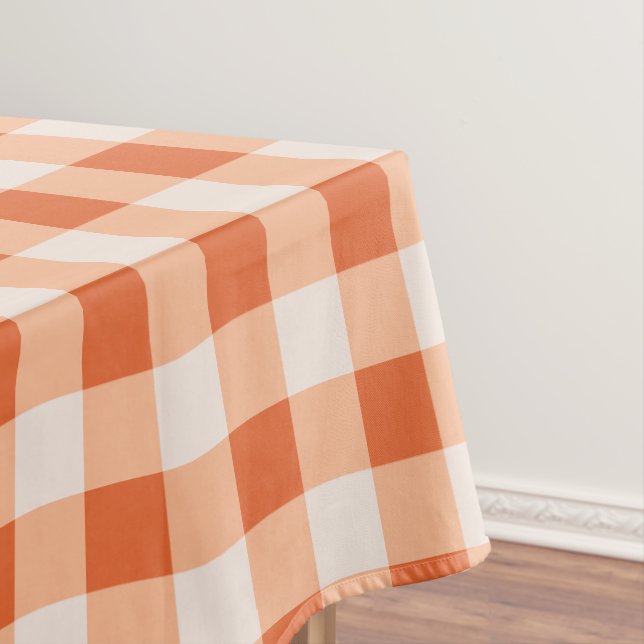 Toalha De Mesa Padrão de gingham do designer laranja (Posição Original)