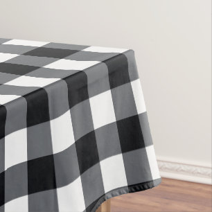 Toalha De Mesa Padrão de gingham do designer preto e branco