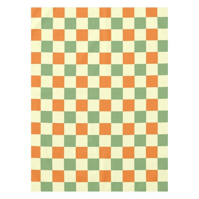 Toalha De Mesa Padrão de Gingham - Laranja Verde Marrom (Frente)