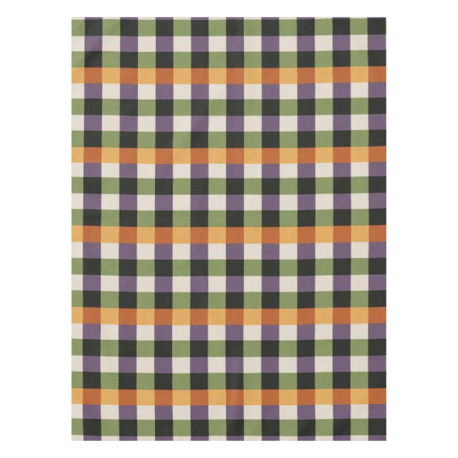 Toalha De Mesa Padrão de gingham preto e roxo do Halloween (Frente)