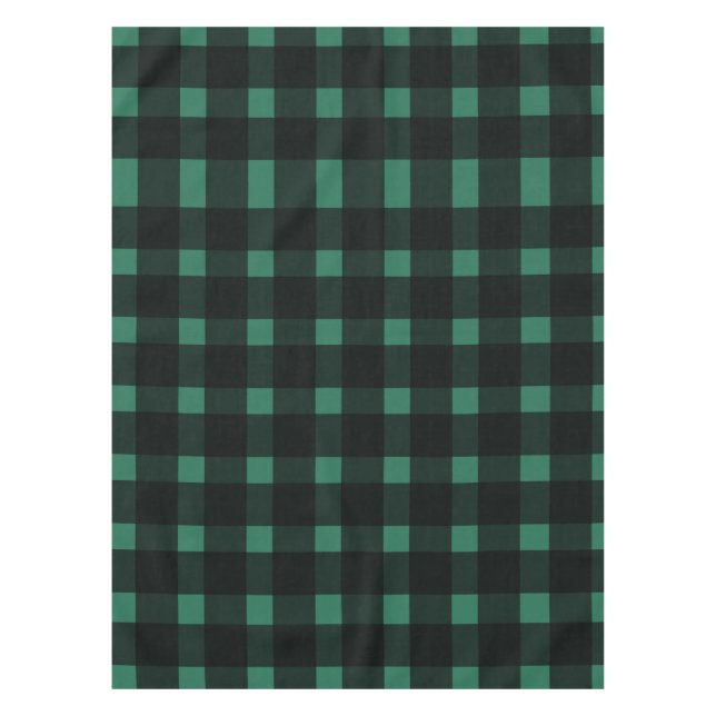 Toalha De Mesa Padrão de Gingham Preto Verde (Frente)